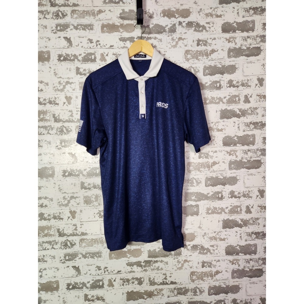 Bad Birdie Golf Polo Size Large Blue Abstract Pros Logo